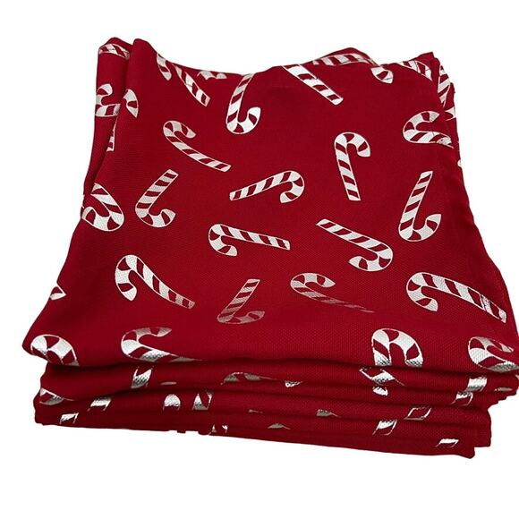 Nicole Miller Candy Cane Napkins Red Silver Set of 7 Holiday Christmas Hosting - Picture 1 of 9
